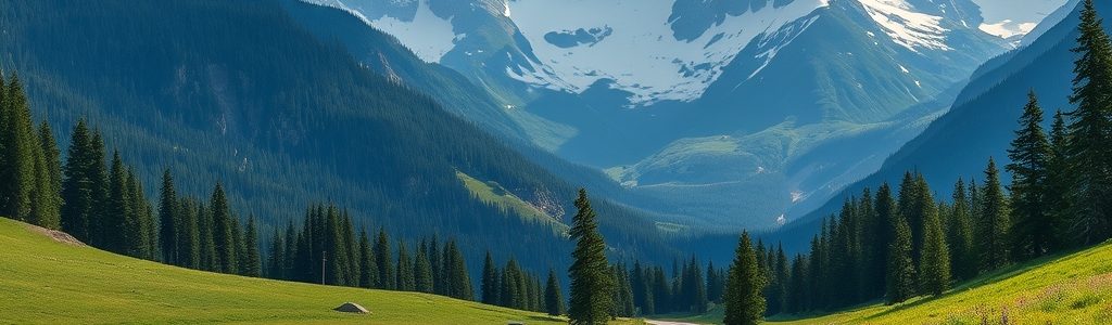 Scenic drive toward Glacier National Park, Montana — high-season vacation rental demand country