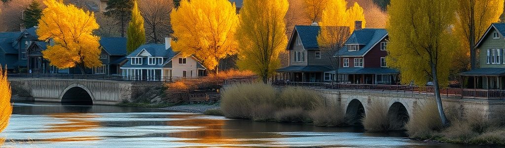Riverfront homes in Missoula, Montana in autumn — a steady university-town Airbnb market